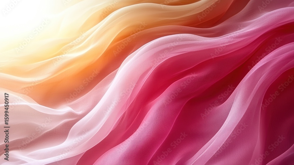 Fototapeta premium Abstract Pastel Fabric Waves: A Symphony of Pink, Orange, and White