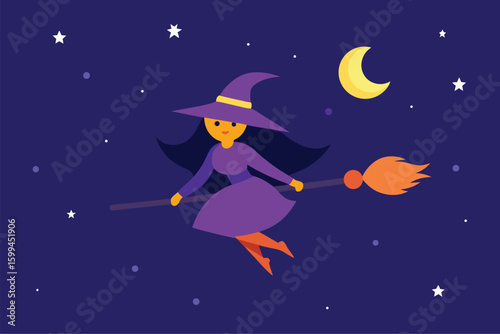 Spooky haunted house scene with glowing jack o lanterns vector illustration