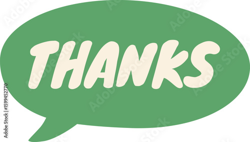 Green 'Thanks' Speech Bubble Illustration for Gratitude and Communication