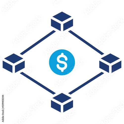 Blockchain Payment Flat Blue Icon