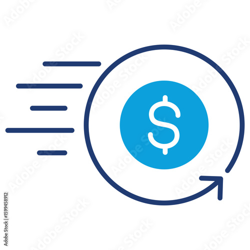 Instant Refund Flat Blue Icon