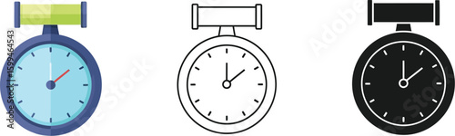 Stopwatch vector icons set timing competition time measurement tool chronometer isolated on white background