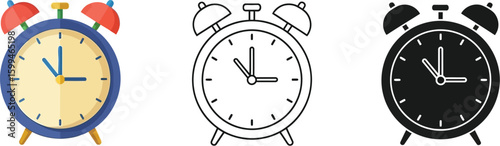 Alarm clock vector illustration set time management concept wake up call deadline reminder icon design
