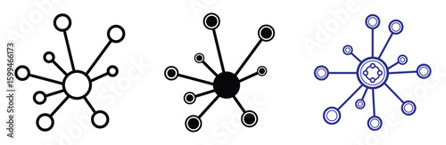 hub and spoke icon. network connection and central database vector icon set design for logo, website, app, UI, banner isolated on transparent background. 