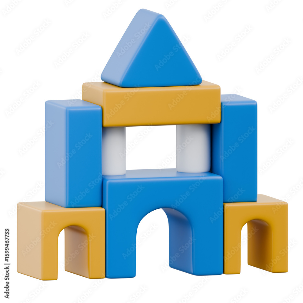 Naklejka premium Cute 3D Baby Elements and Toys Icon Newborn Essentials and Kids Play Object Gear Illustration Toddler Nursery Ornament Decoration Book