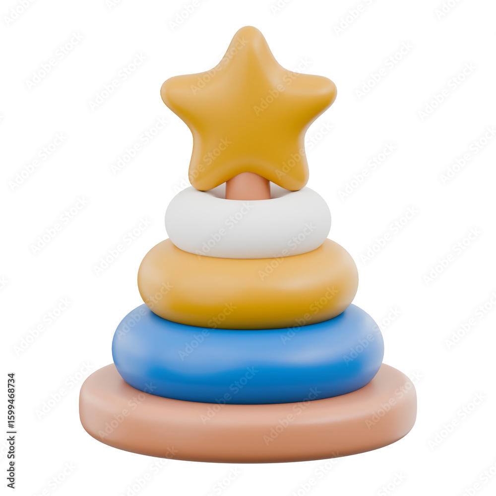 Naklejka premium Cute 3D Baby Elements and Toys Icon Newborn Essentials and Kids Play Object Gear Illustration Toddler Nursery Ornament Decoration Book