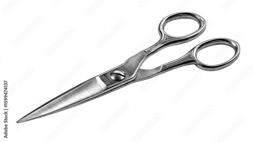 Obraz premium Metal Scissors on Transparent Background