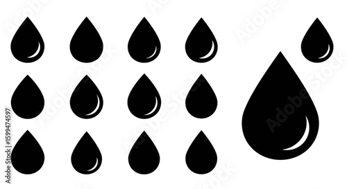 Minimalist Vector Water Droplet Icon Set Collection