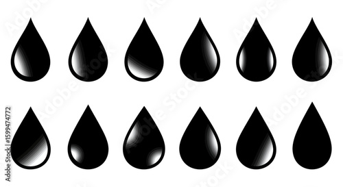 Minimalist Vector Water Droplet Icon Set Collection