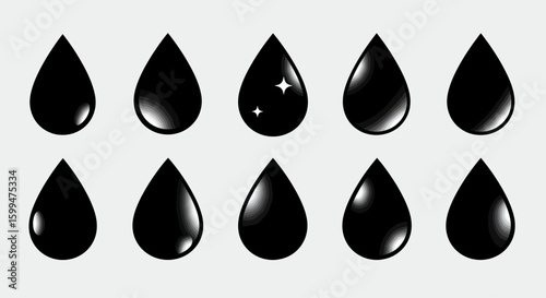 Minimalist Vector Water Droplet Icon Set Collection
