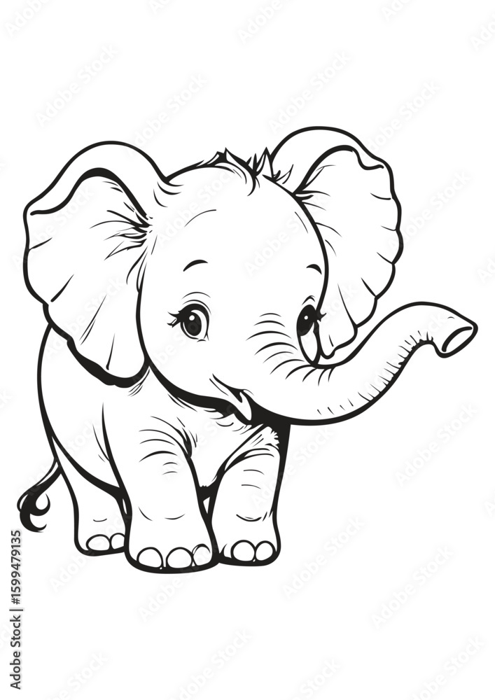 Fototapeta premium Cute Smiling Baby Elephant Vector Illustration