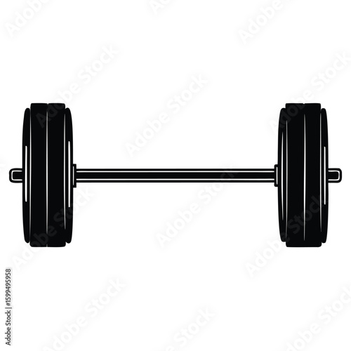 Black barbell with weight plates weights fitness