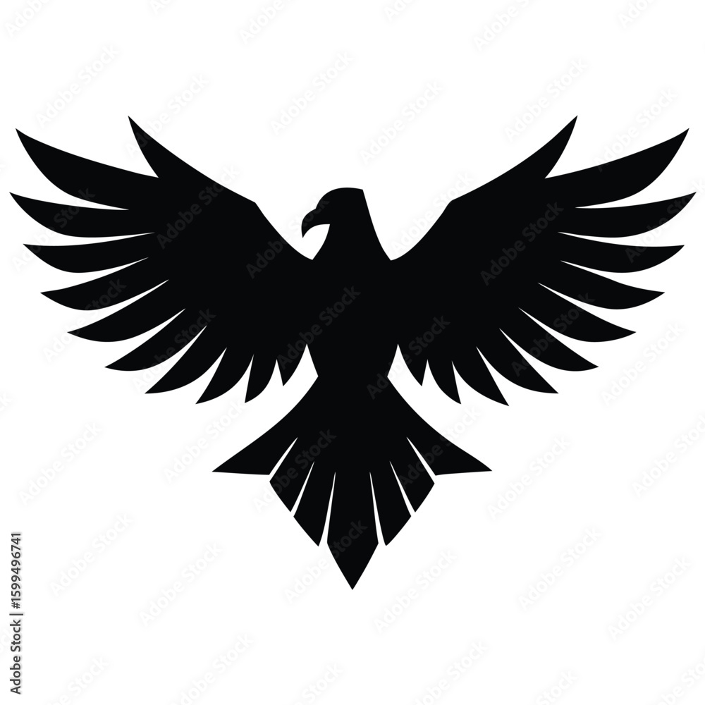 Obraz premium Black eagle spread wings silhouette