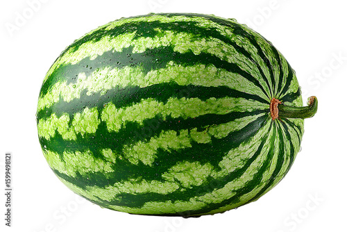 Fresh whole watermelon on a transparent backdrop perfect for summer refreshments