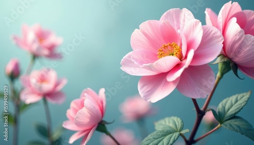 Delicate floral motif, pastel shades, soft focus, romantic, nature, template