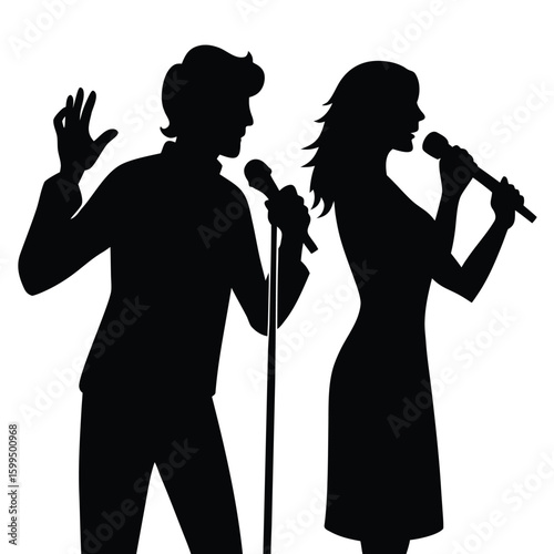 Duo singing performance silhouette singers