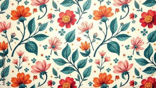 Wallpaper Mural Elegant floral and foliage design, perfectly repeating for interior design applications , nature, fabric, surface Torontodigital.ca