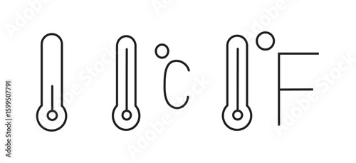 Thermometer Icons: Celsius and Fahrenheit Temperature Symbols