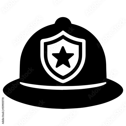 Fireman hat icon – firefighter helmet silhouette
