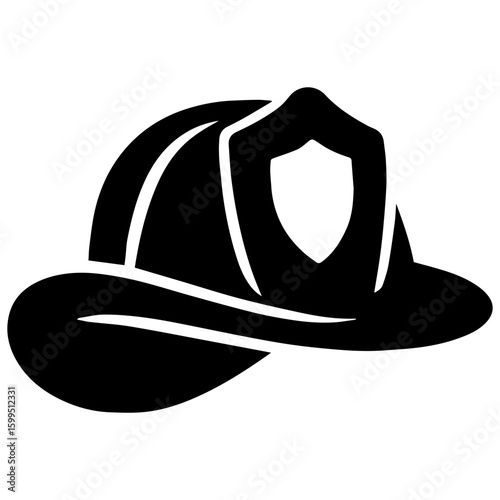 Fireman hat icon – firefighter helmet silhouette
