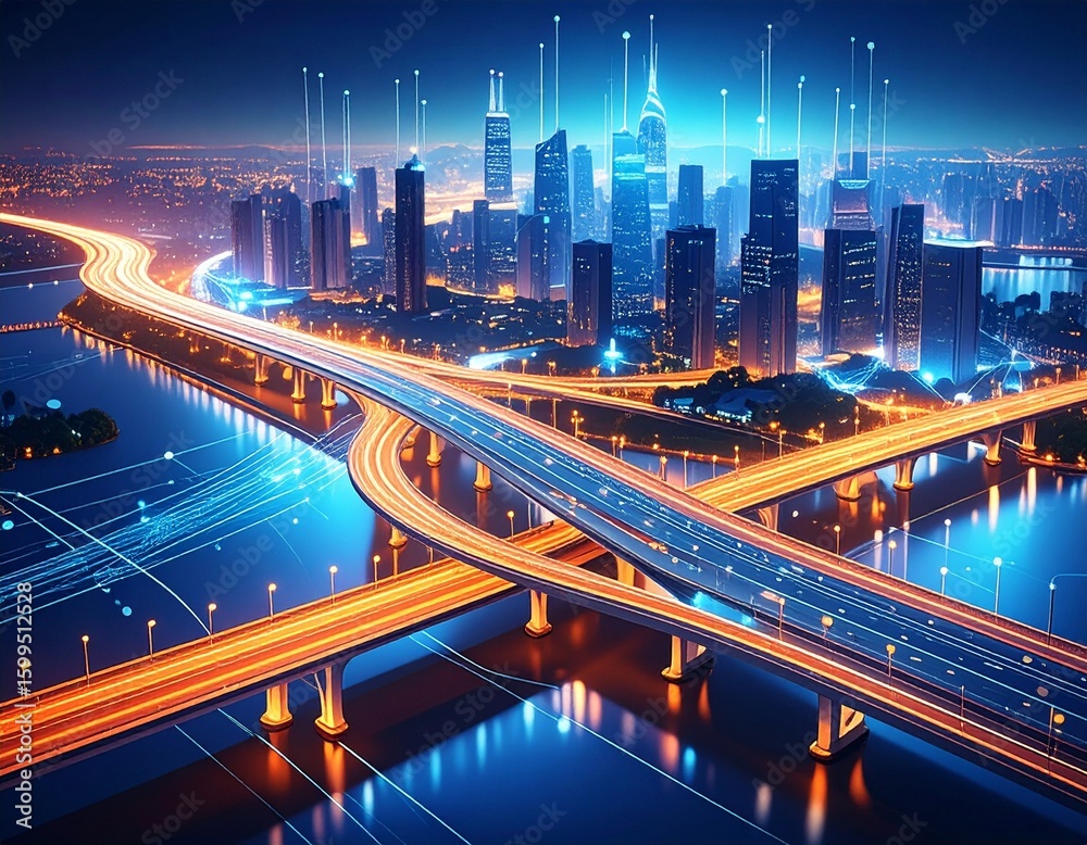 Fototapeta premium Metropolis connectivity bridges the modern era