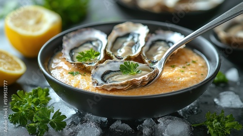 Wallpaper Mural Oysters on Creamy Soup: A Culinary Delight Torontodigital.ca