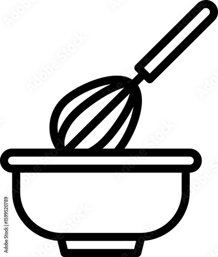 Black mixer bowl icon - outline