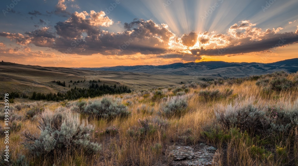 Fototapeta premium Plains sunset panorama