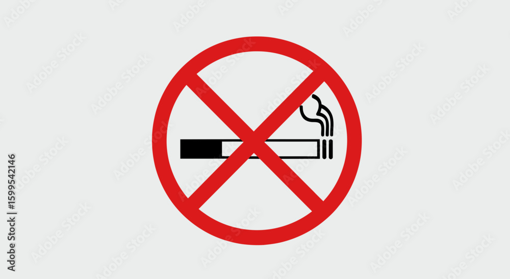 Obraz premium Symbolic representation: A clear 'no smoking' prohibition sign in vibrant red tones