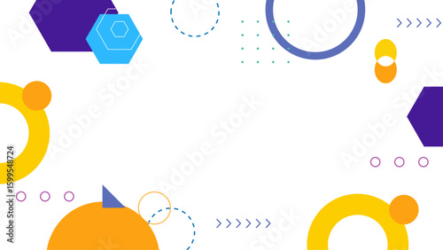 Abstract colorful geometric shapes and arrows, suitable for presentations, websites, banners, and promotional materials needing dynamic and eye catching visuals.