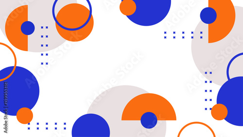 Abstract circles design in blue, orange, and gray. Suitable for backgrounds, web design, and modern art prints with a contemporary feel.