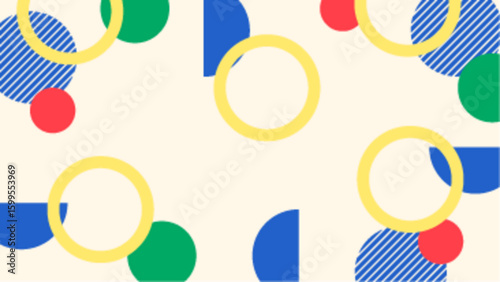 Colorful abstract pattern of circles and semicircles for backgrounds, prints, textiles, and web design projects needing a vibrant touch.
