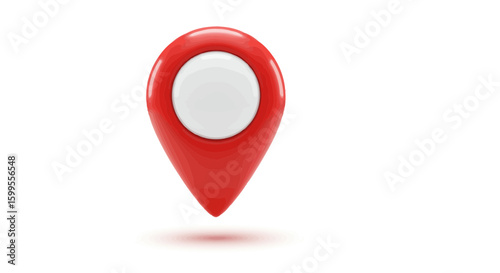3D rendering of a red location pin marker on white background for easy use
