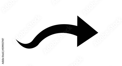 Free Download Stylized Right Arrow Design: Black Curved Arrow on White Background Illustration - GFXLoad