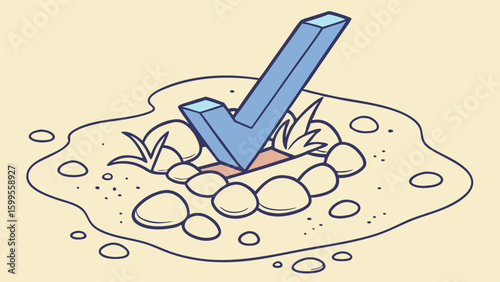 Blue Check Mark Symbolizing Success and Approval in Nature.