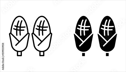 Corn line icon set. Vegetarian, vegan, harvest. Vegetables concept on white background