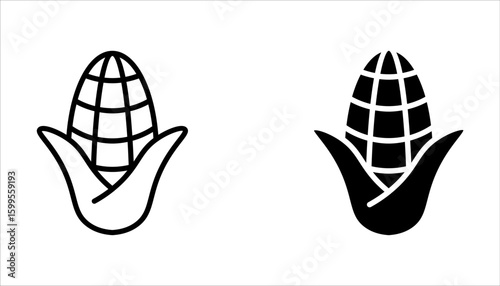 Corn line icon set. Vegetarian, vegan, harvest. Vegetables concept on white background