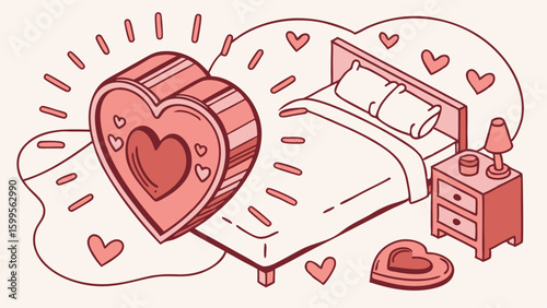 HeartShaped Bedroom Decorated with Love.