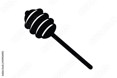 Honey dipper with drips silhouette on white background