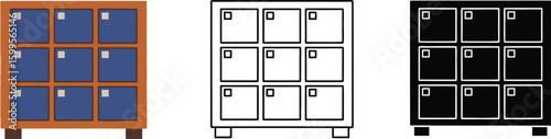 Shop storage cabinet with square cubbies vector illustration furniture organization and storage solution