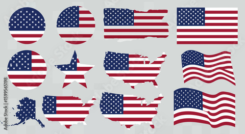 American pride: United States flag variations on backgrounds for patriotic celebrations