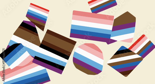 Inclusive Pride Flags Illustration with Varied Shapes and Horizontal Stripes