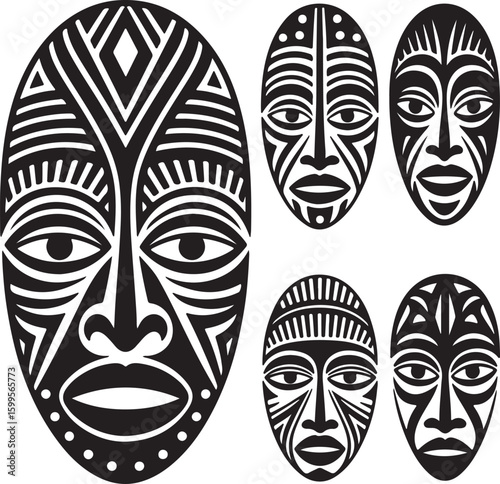 Tribal masks with intricate patterns and bold designs African masks cultural art
