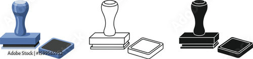 Find rubber stamp vector illustration set different styles office equipment stamp pad ink stamp tool