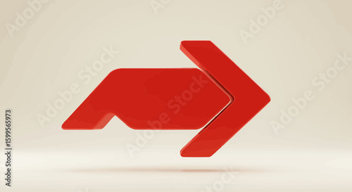 Shiny Red Directional Arrow Pointing Right Indicating Forward Movement or Progression