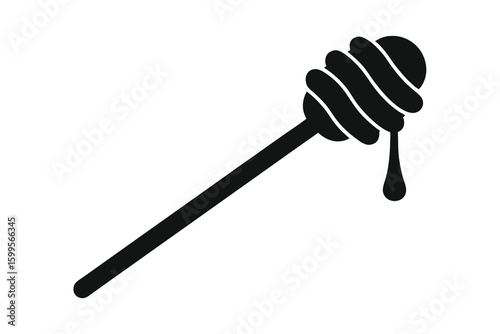 Honey dipper stick silhouette on white background