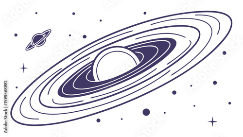 Abstract Illustration of a Galaxy with Planets.