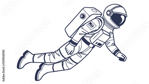 Astronaut in Space Suit Floating in Space.