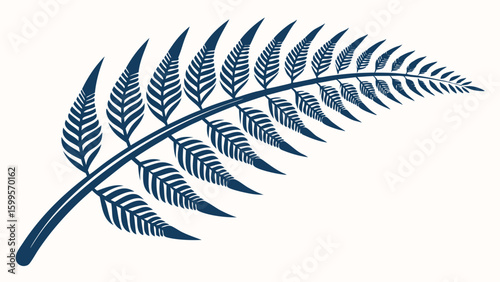 Detailed Illustration of a New Zealand Fern Leaf.