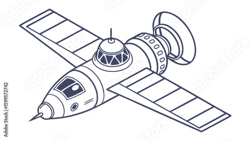 Isometric Illustration of a Space Satellite.